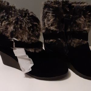 Short furry boots.